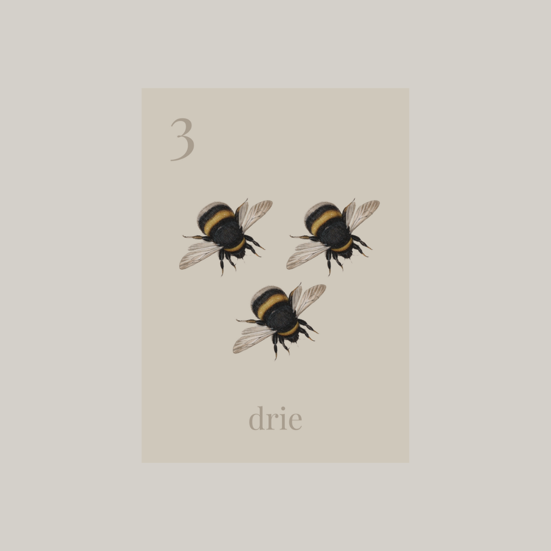 cijferkaart-cijfer 3-drie bijen