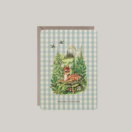 kaart-hert in de natuur-retro-tekening